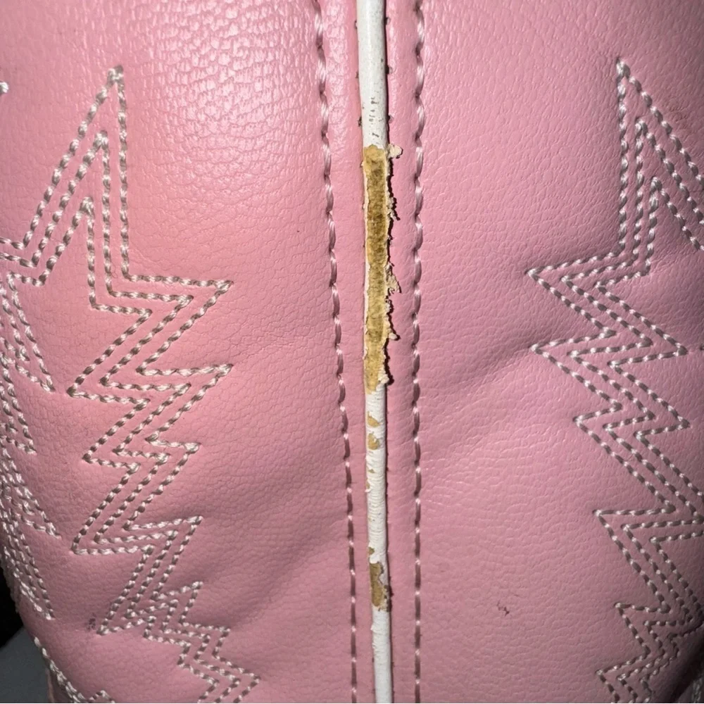 Durango Pink Western Cowboy Boots Kids Size Medium 3.5D Leather Stitch Detail